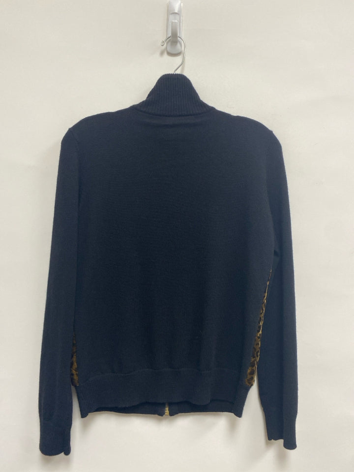 Lauren Ralph Lauren Size S Black Brown Color Block Zip Down Ladies Sweater