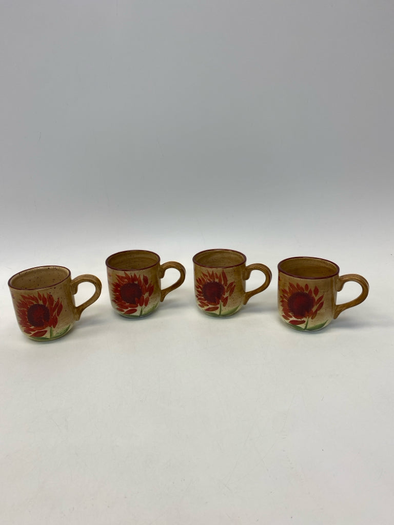 Pfaltzgraff Brown Red Sunflower Coffee Mug