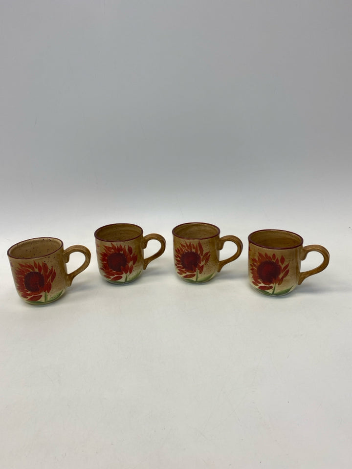 Pfaltzgraff Brown Red Sunflower Coffee Mug