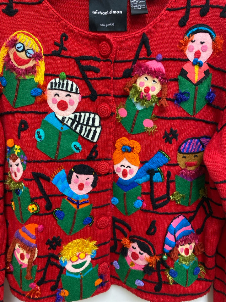 Michael Simon Size M Red Green/Multi Ladies Sweater