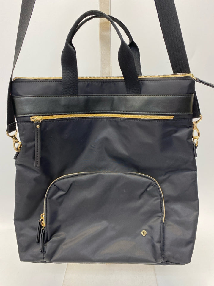 Samsonite Black Gold Zipper Nylon Tote Bag