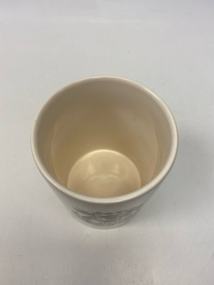 White Black Cow Ceramic/Wood Canister