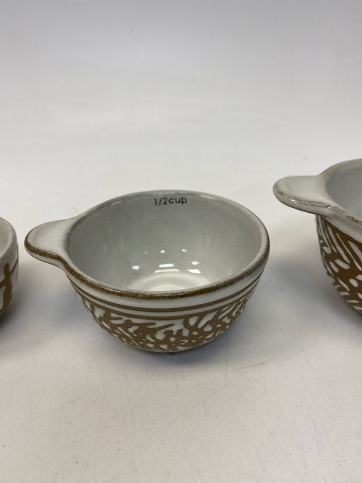 Tan Brown Pottery Measuring Cups
