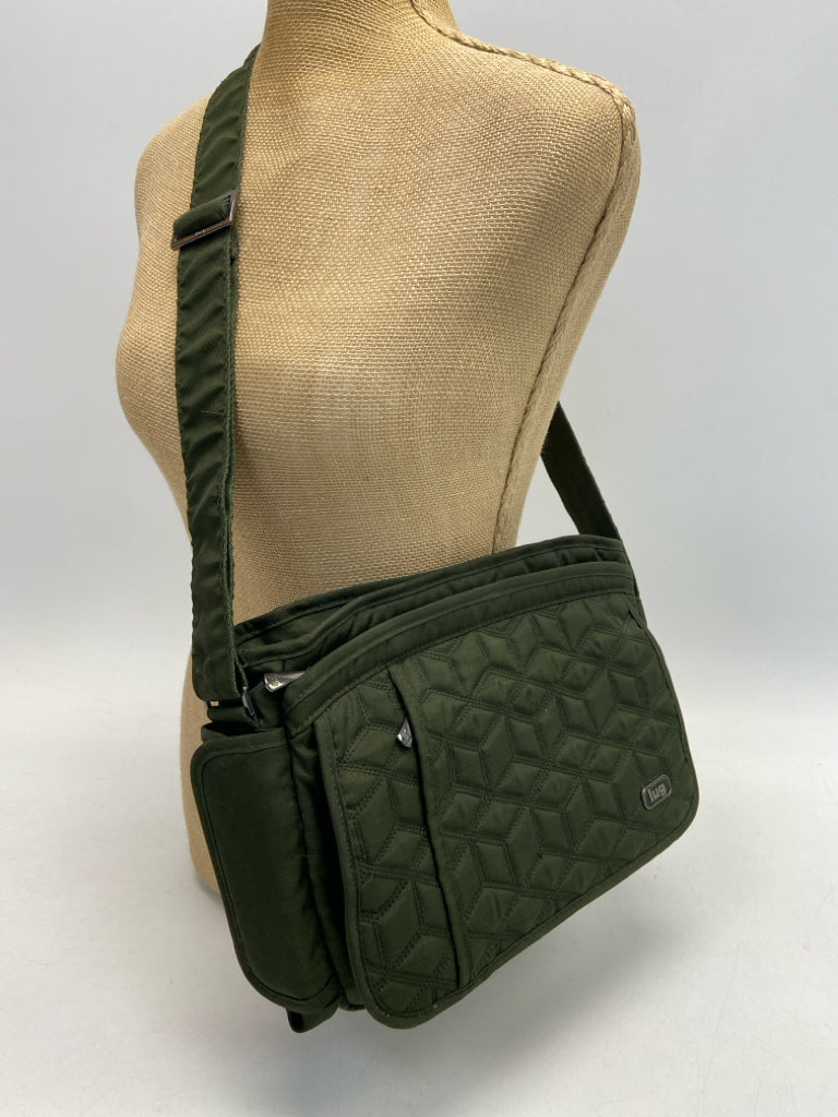 Lug Dark Green Quilted Nylon Crossbody