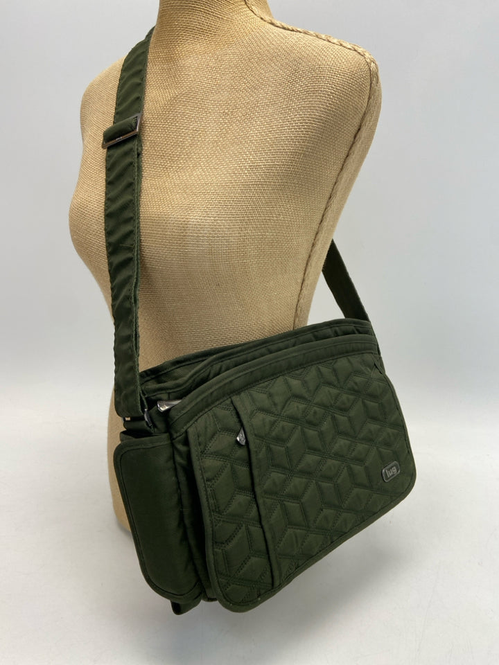 Lug Dark Green Quilted Nylon Crossbody