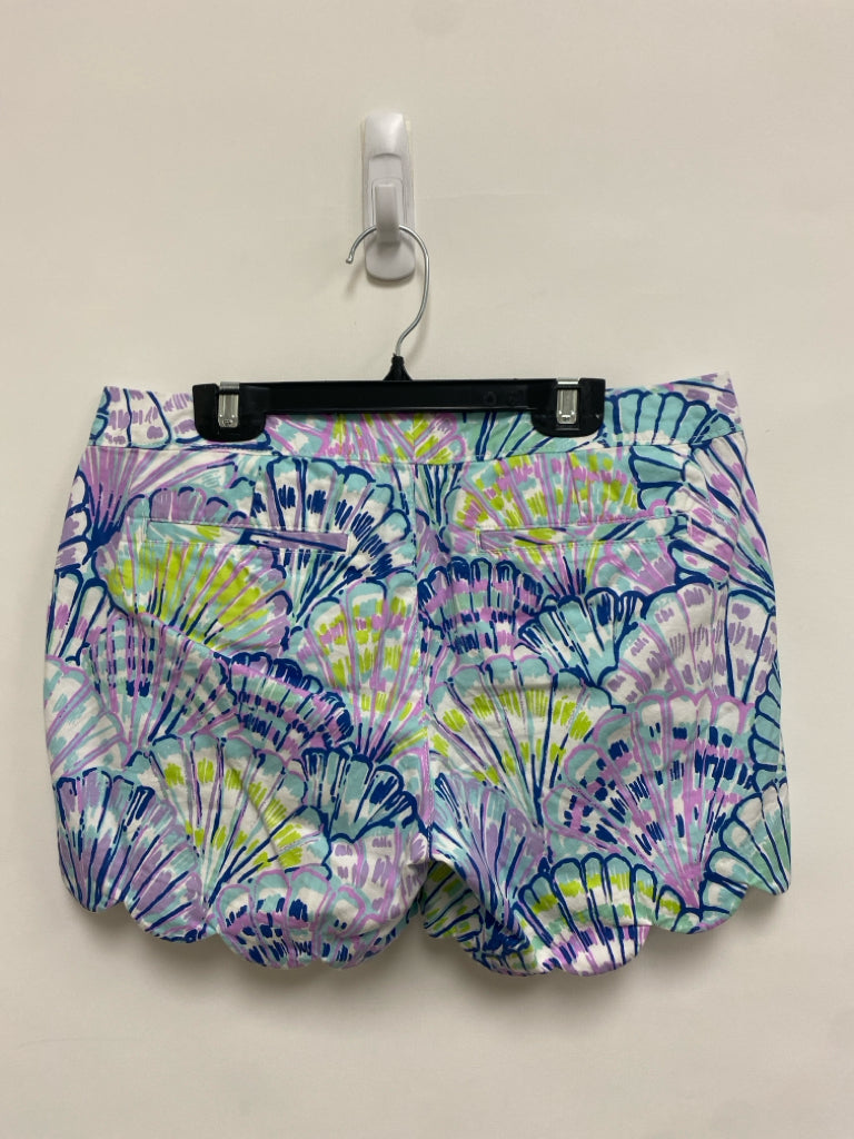 LILLY PULITZER Size 2 White/Navy Lavender/Green Shells Ladies Shorts