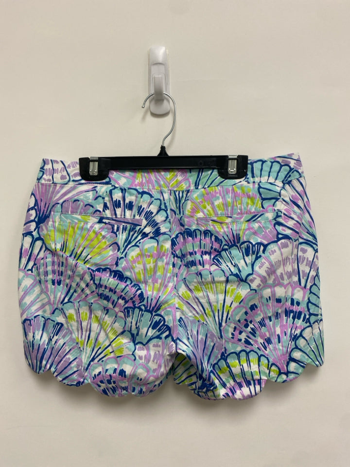 LILLY PULITZER Size 2 White/Navy Lavender/Green Shells Ladies Shorts