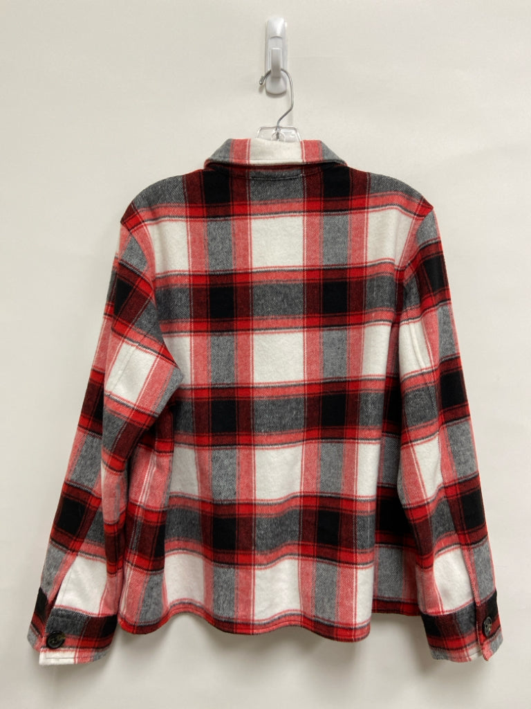 Steve Madden Size L Red White/Black Plaid Ladies Jacket
