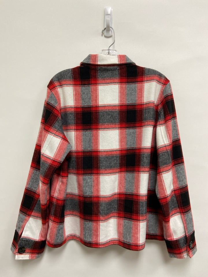 Steve Madden Size L Red White/Black Plaid Ladies Jacket