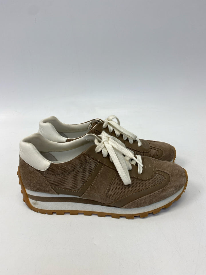 Ralph Lauren  Size 9 Brown White Lace-up Suede Sneakers