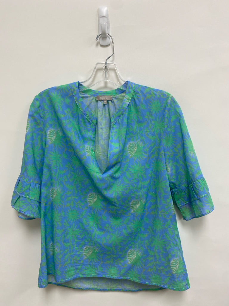Ellie Kai Size M Blue Aqua Vine Ladies Top
