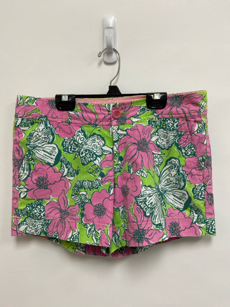 LILLY PULITZER Size 8 Pink/Green White Butterflies Ladies Shorts