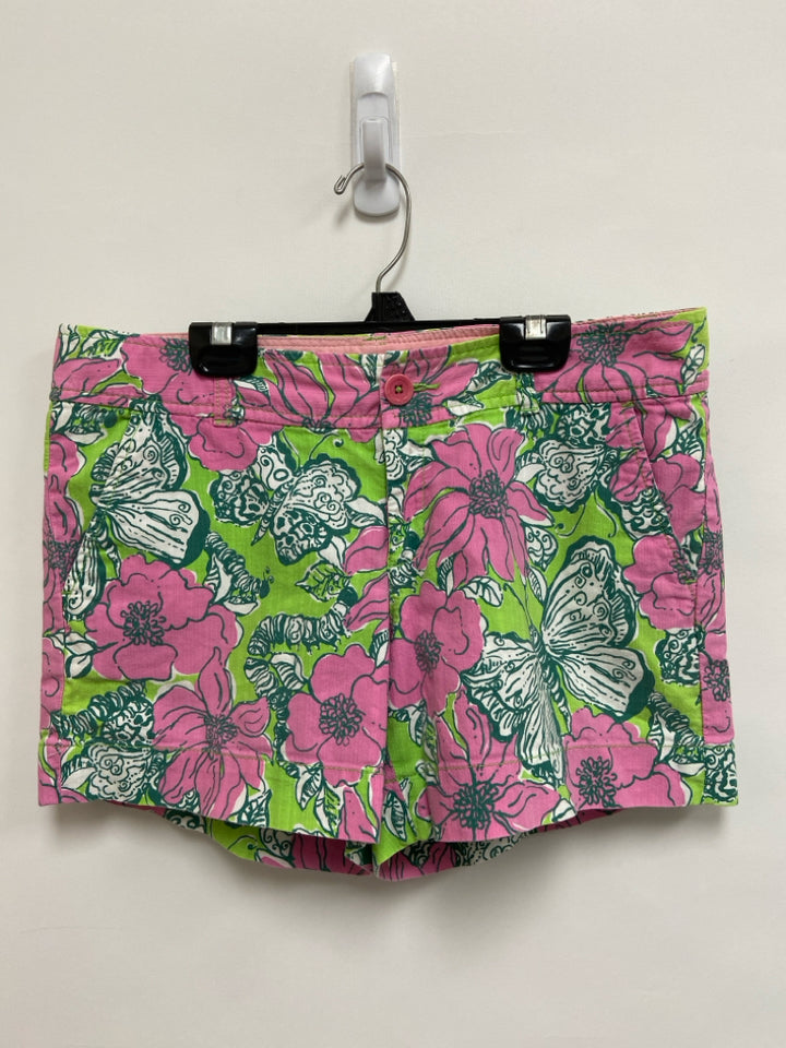 LILLY PULITZER Size 8 Pink/Green White Butterflies Ladies Shorts
