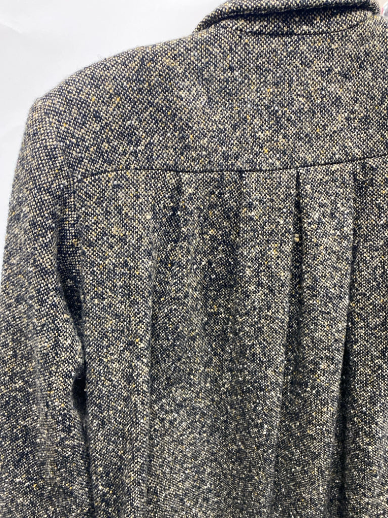 Size 8 Black/Cream Mottled Double-Breasted Wool Ladies Jacket