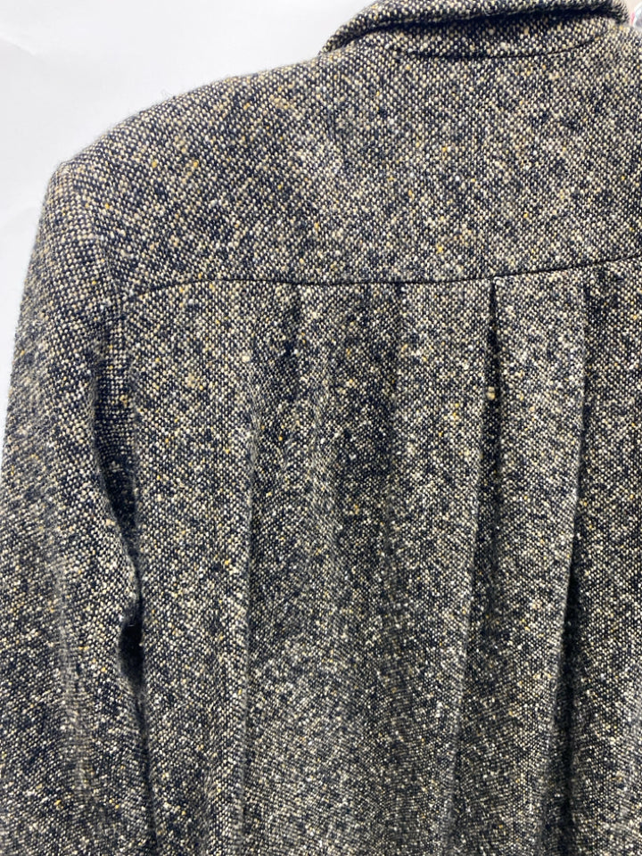 Size 8 Black/Cream Mottled Double-Breasted Wool Ladies Jacket