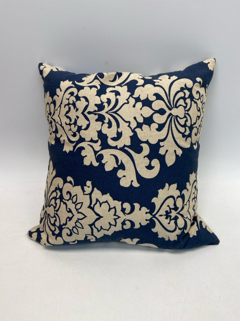 Navy Cream Acanthus Pillow