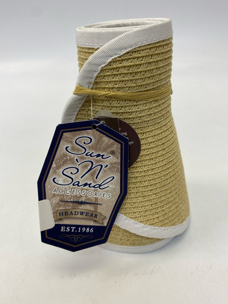 NWT Sun N Sand Natural White Trimmed Visor