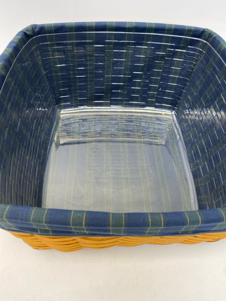Longaberger Brown Navy/Green Woven Wood Basket