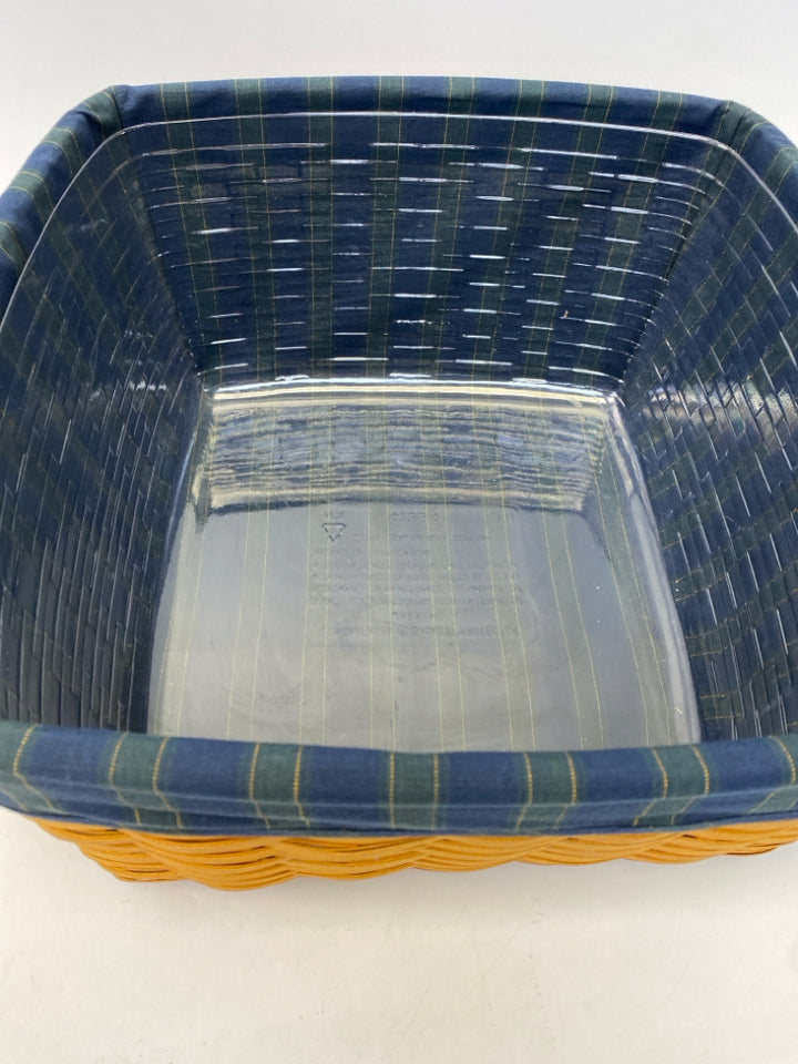 Longaberger Brown Navy/Green Woven Wood Basket