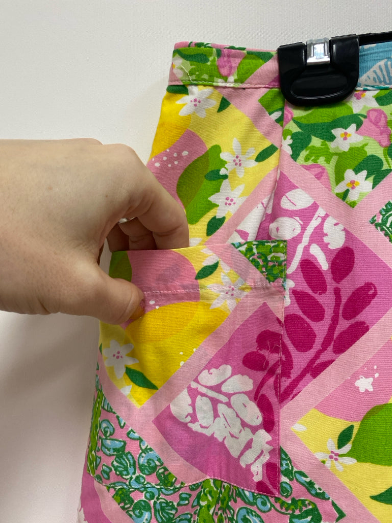 LILLY PULITZER Size M Pink Green/Multi Patches Ladies Skirt