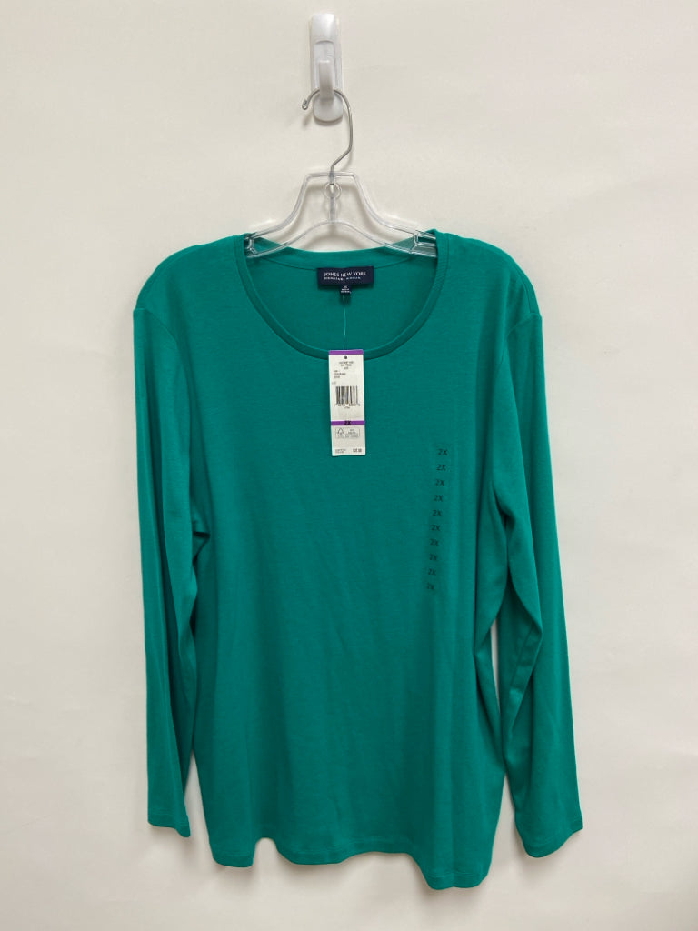 NWT Jones New York Size 2X Green Long Sleeve Plus Size Top