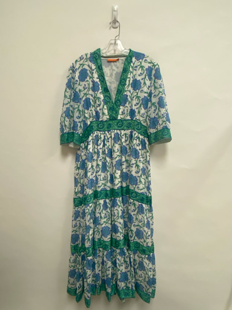 Oliphant Size XL White/Blue Floral Maxi Ladies Dress