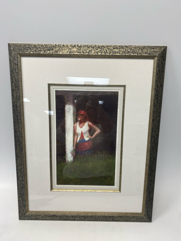 Red/Green White Woman Framed Art