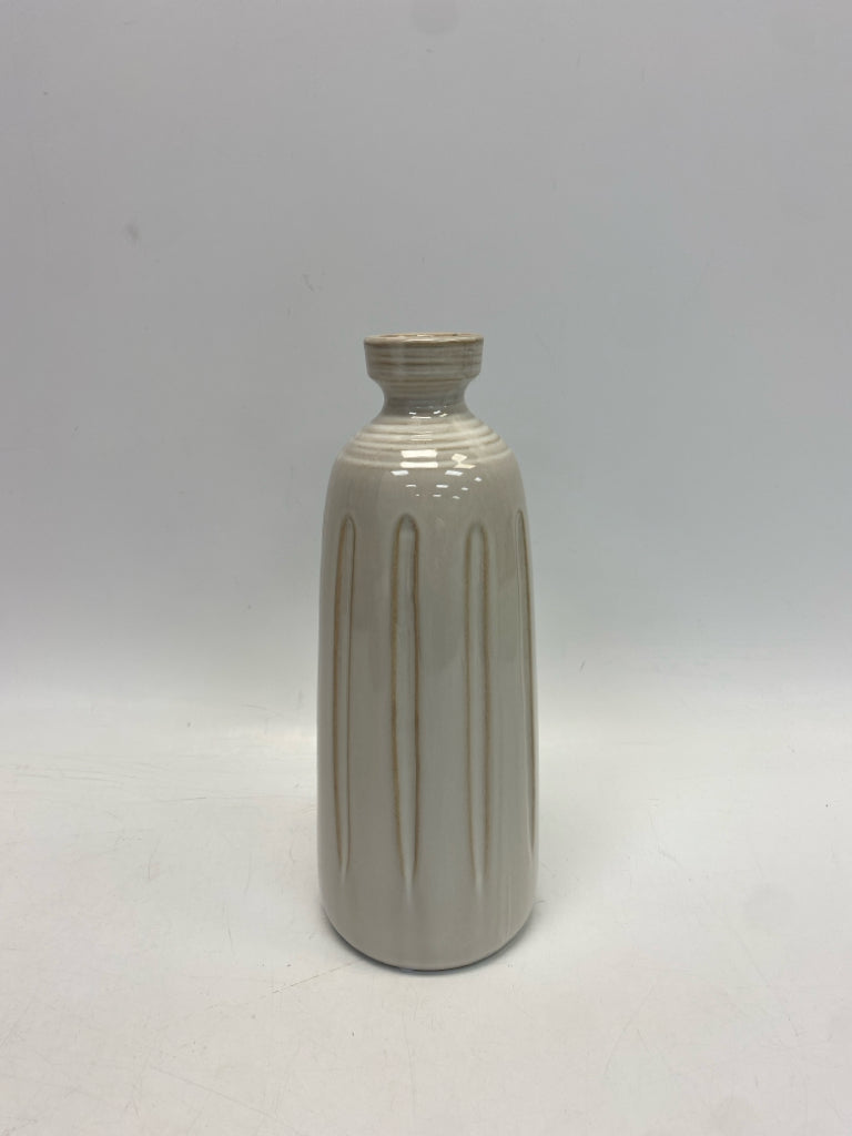 Beige Ridged Ceramic Vase