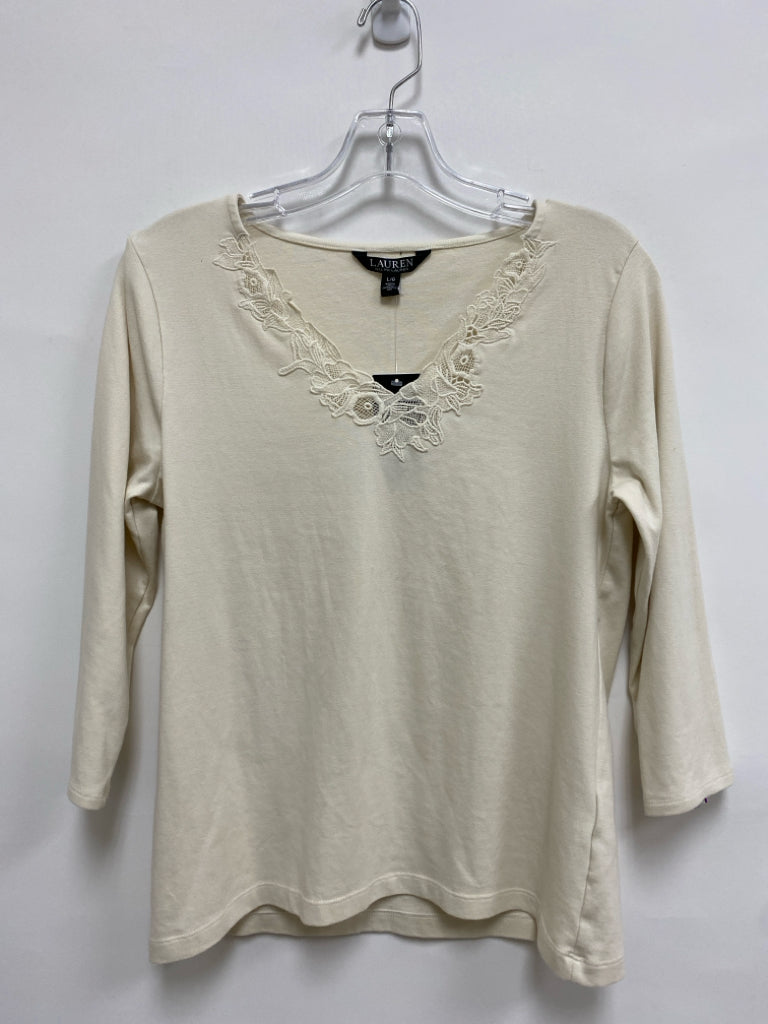 NWT Lauren Ralph Lauren Size L Cream 3/4 Sleeve Ladies Top