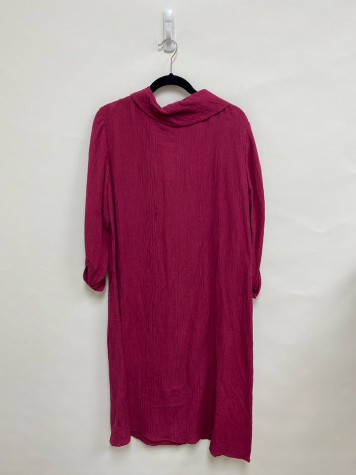 NWT Soft Surroundings Size L Magenta Texture Cowl Neck Ladies Dress