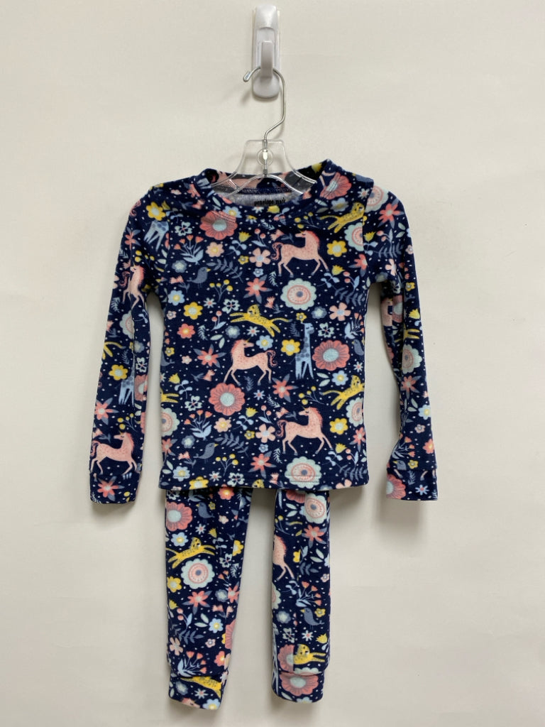 Penelope/Mack SIZE 4T Navy Pink/Yellow Unicorns Velour Girl&