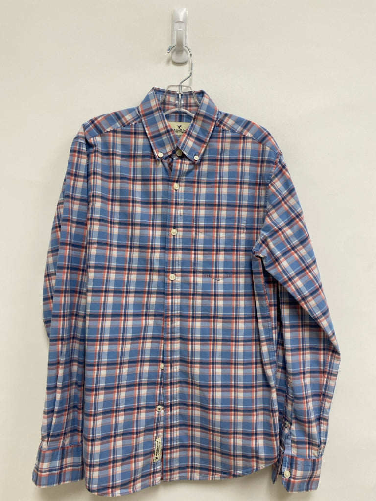 American Eagle Size XS Blue Pink/White Plaid Men&
