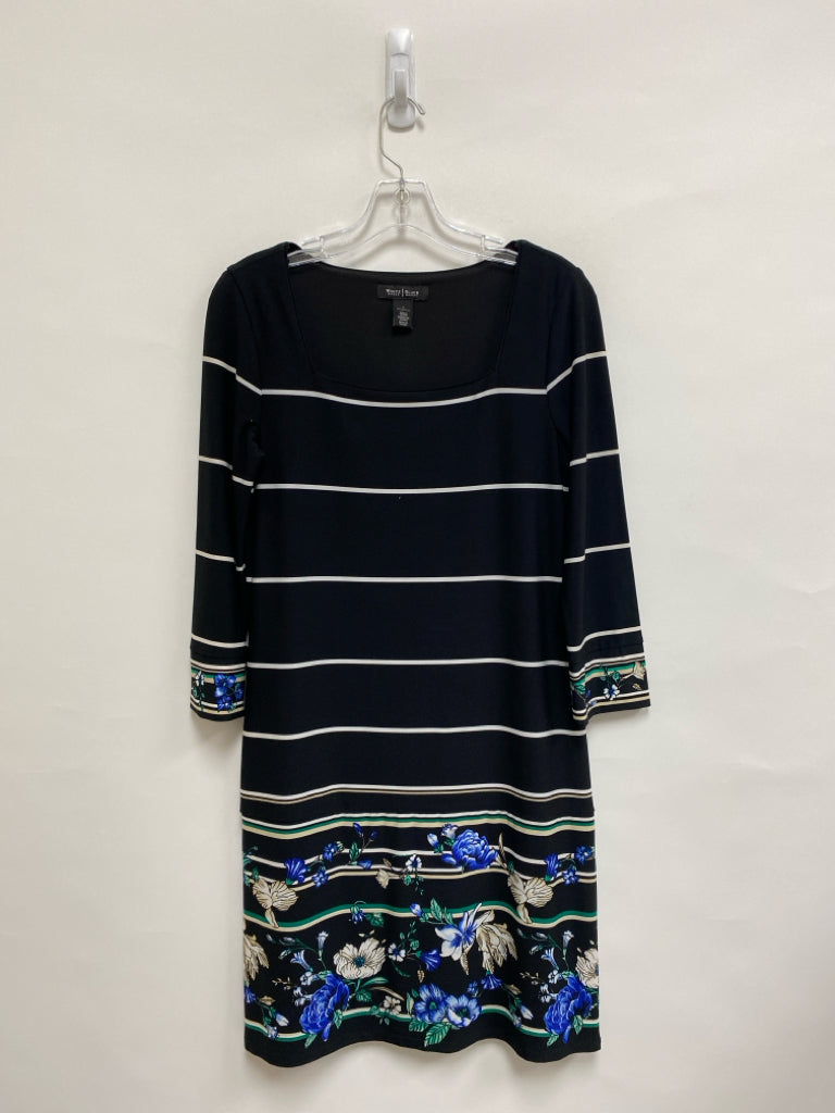 WHBM Size S Black White Stripes 3/4 Sleeve Ladies Dress