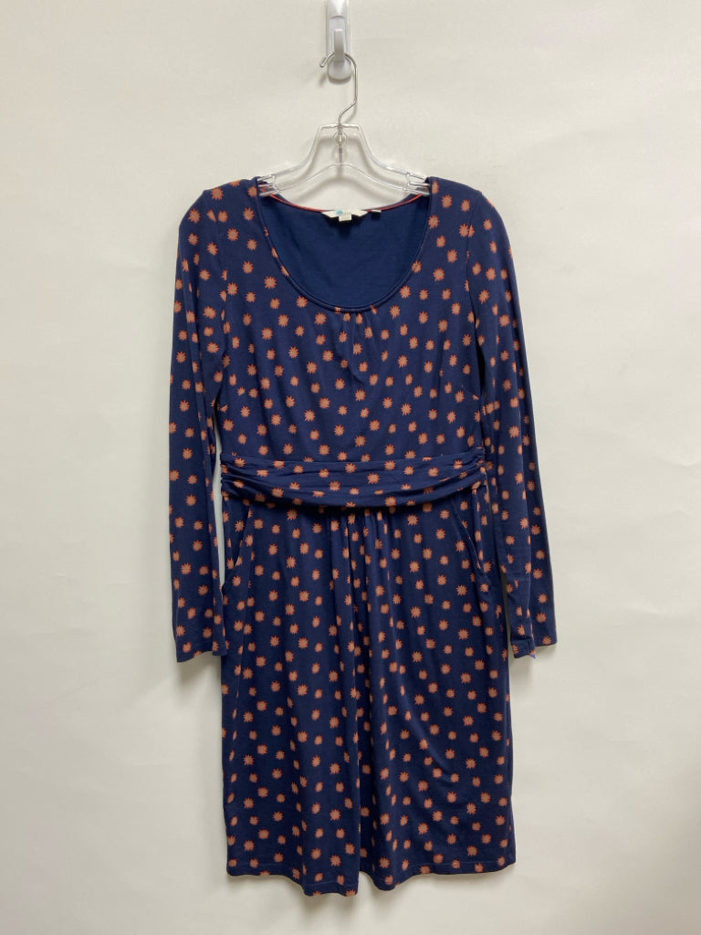 Boden Size 12R Navy Orange/Tan Print Ladies Dress