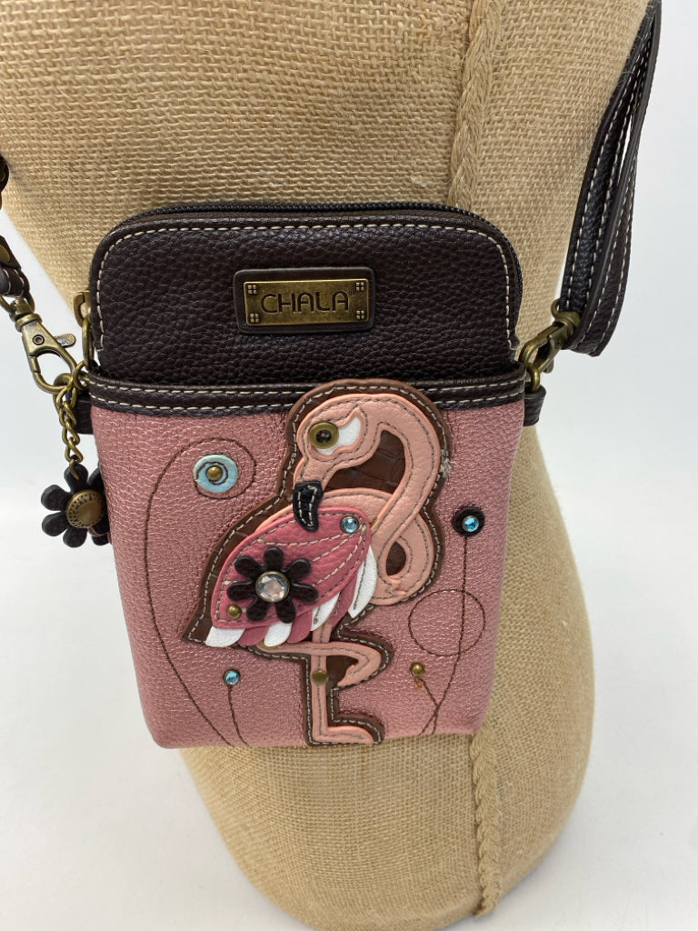 Chala Brown Pink Flamingo(es) Crossbody