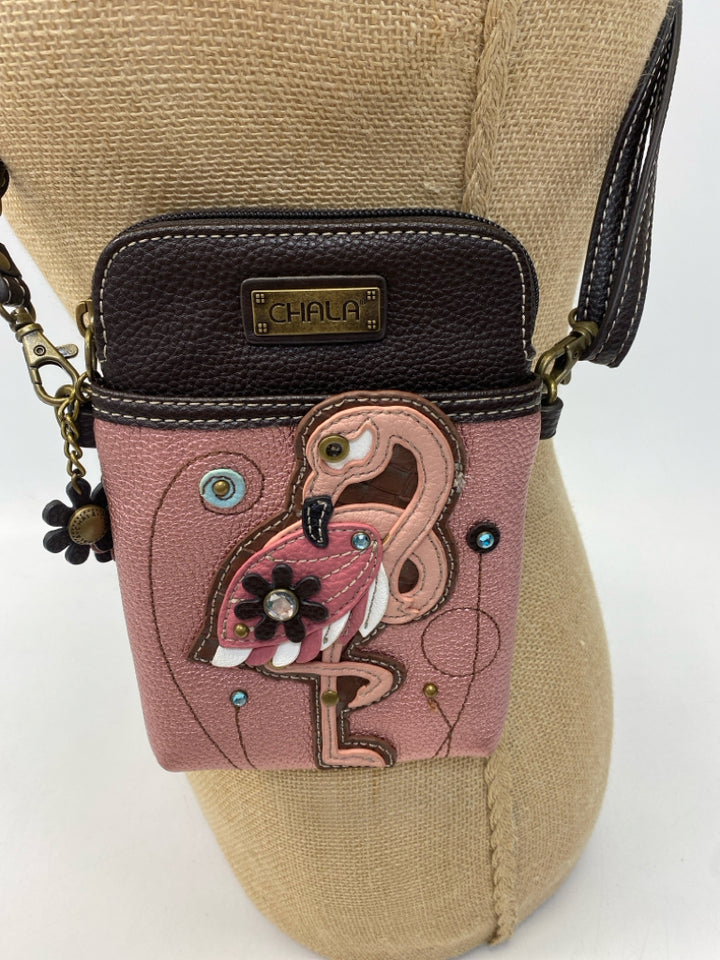 Chala Brown Pink Flamingo(es) Crossbody