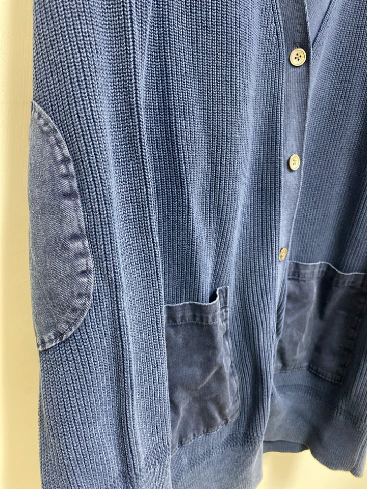 Tommy Bahama Size L Blue Cardigan Cotton Ladies Sweater