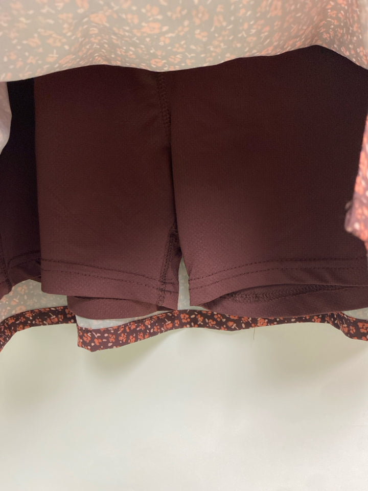 NWT Gerry Size L Brown Coral Flowers Ladies Skort