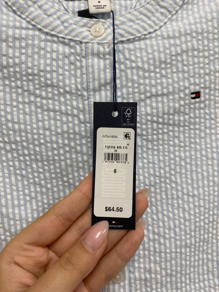 NWT Tommy Hilfiger SIZE 8 Pale Blue White Stripe Girl&