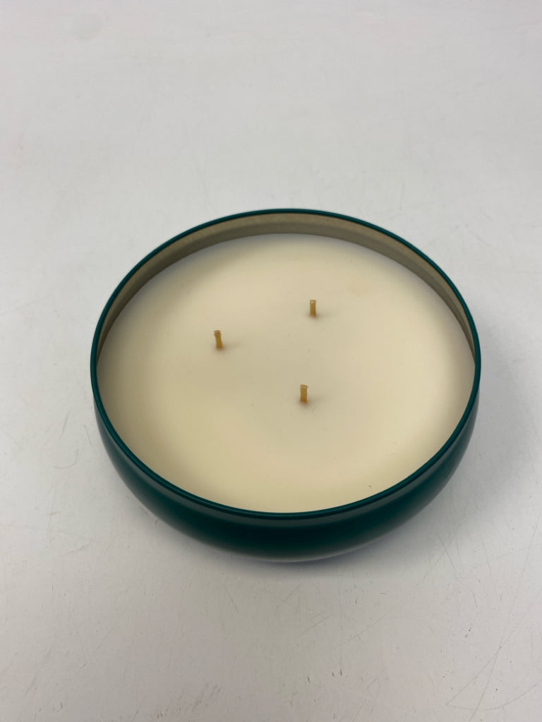 Teal Green Metal Candle
