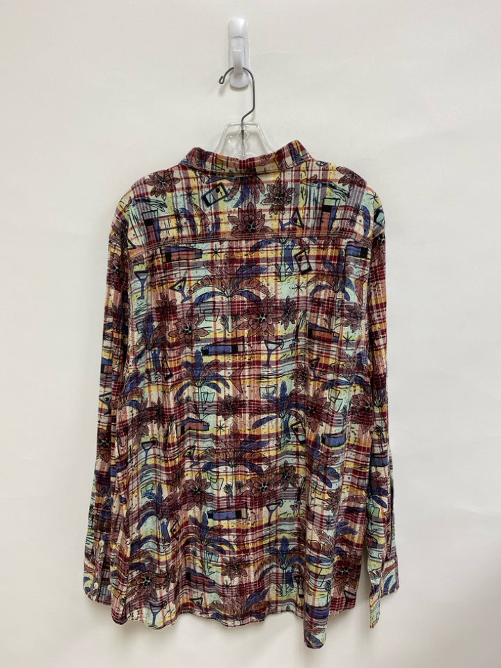 Tommy Bahama Size XXL Maroon Cream/Multi Plaid Men&