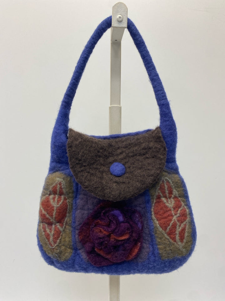 Purple Multi-Color Wool Handbag