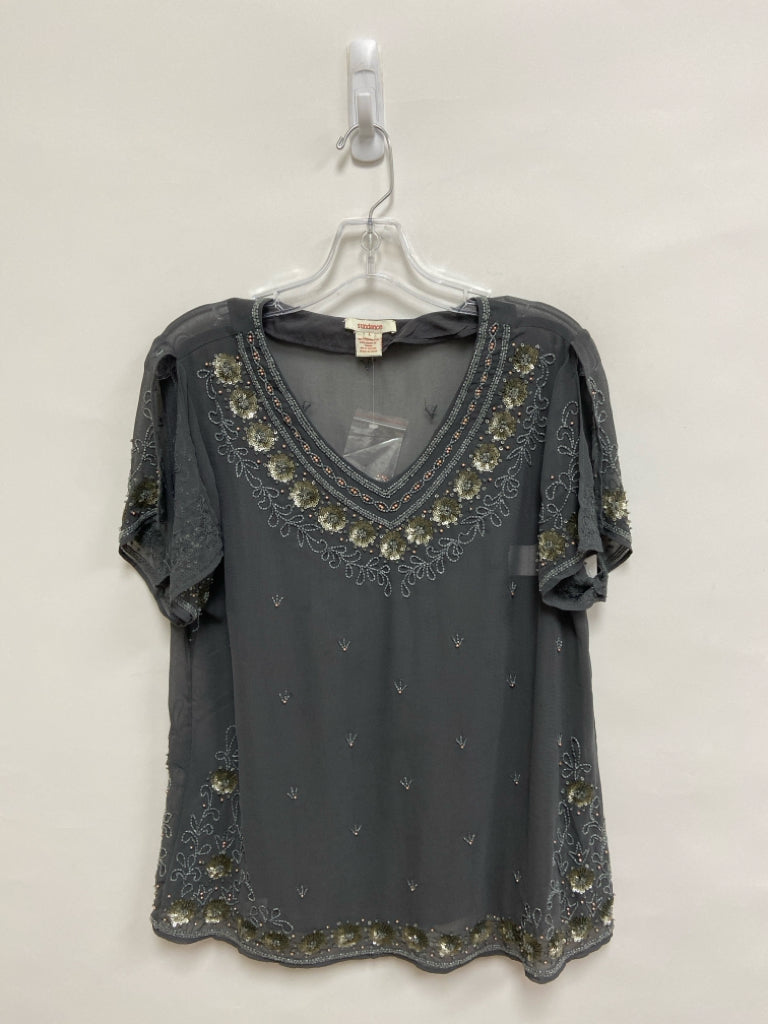 NWOT Sundance Size L Dark Gray Beaded Ladies Top