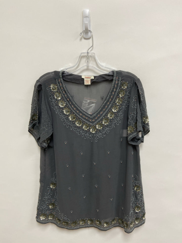 NWOT Sundance Size L Dark Gray Beaded Ladies Top