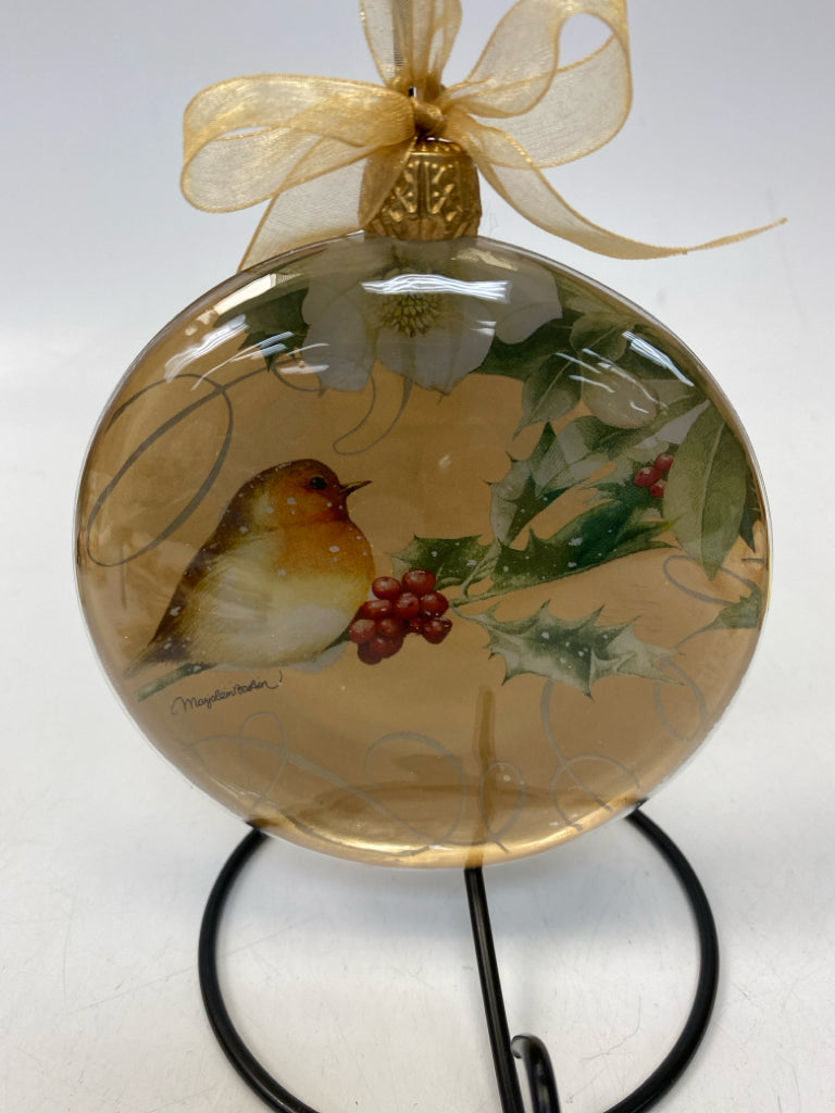 Gold Birds Glass Ornaments