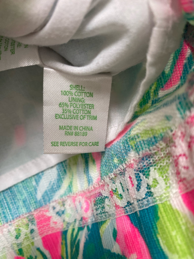 LILLY PULITZER SIZE 4 Teal Green Pink/White Leaves Sleeveless Girl&