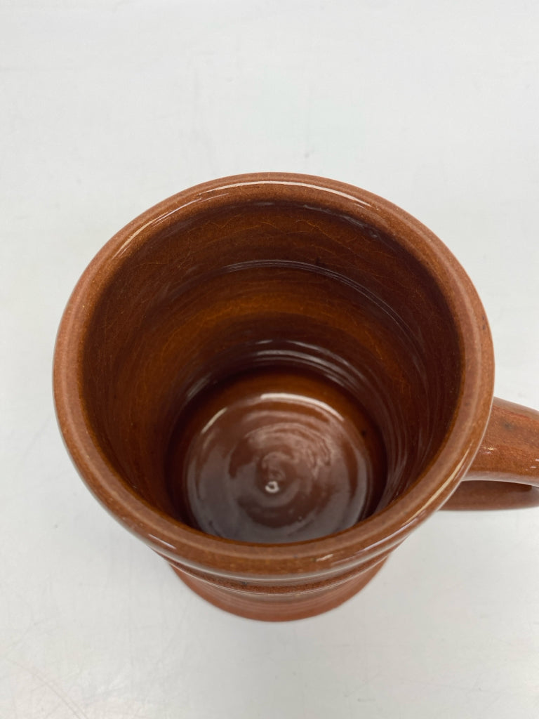 Brown Cream Dots/Stripes Pottery Coffee Mug