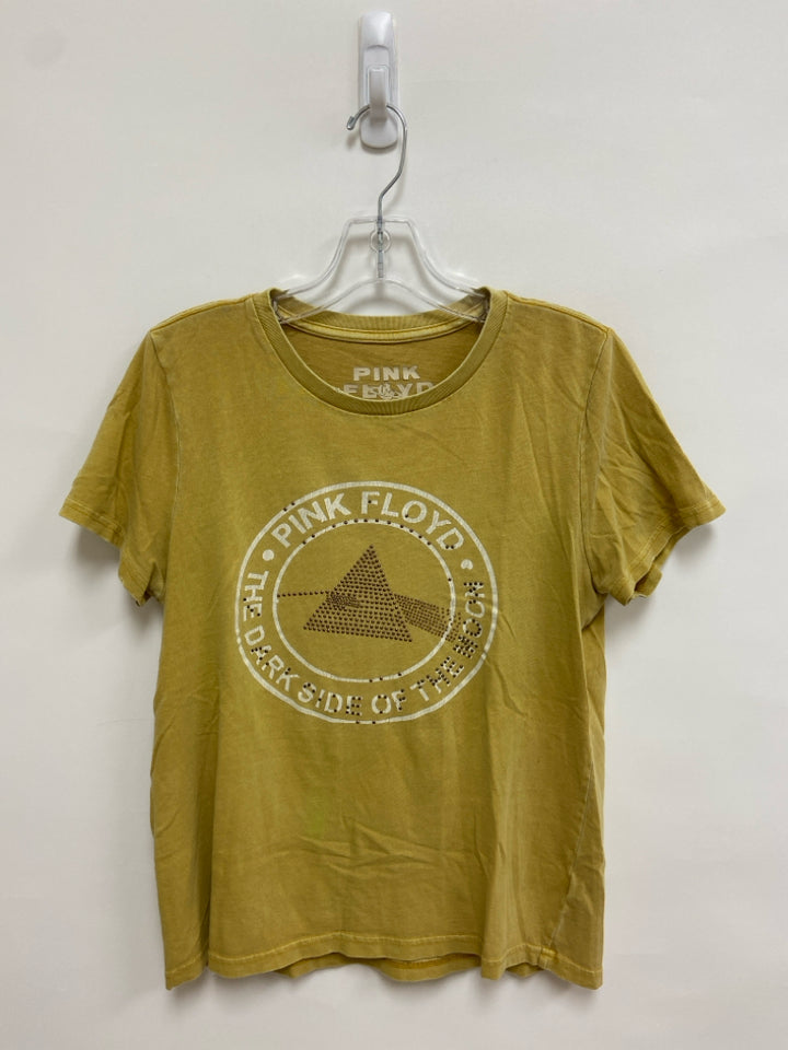 Lucky Brand Size M Dusty Yellow Cream Studded Ladies Top
