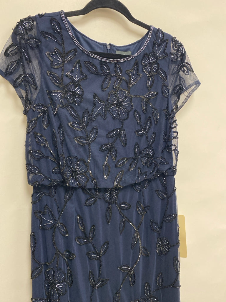 NWT Papell Size 12 Navy Floral Short Sleeve Beaded Ladies Dress