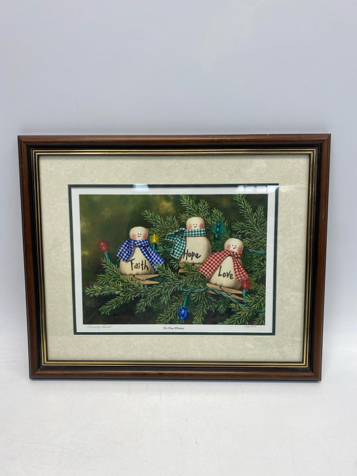Green White/Multi Christmas Framed Art